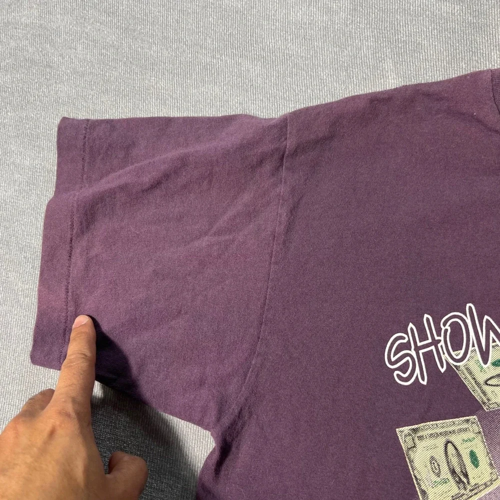 Vintage Belton Show Me The‎ Money Graphic T-Shirt Purple Mens Large Made in USA